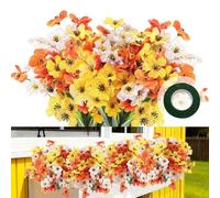 msymsyu Fiori artificiali per esterni, 7 mazzi di fiori artificiali, come veri per esterni, 35 cm, 3 colori, per balcone, decorazione per la casa, feste, interni, esterni, decorazione per esterni