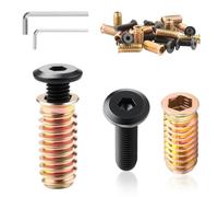 msymsyu Inserti filettati in legno, 25 pezzi, dado per avvitamento M6, inclusi: vite M6x14mm in acciaio al carbonio, rondella M6x12mm, con 2 pezzi di chiave esagonale in nichel per collegamenti di