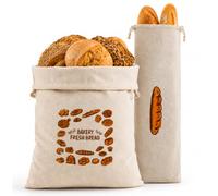 msymsyu Set di 2 Sacchetto Pane 30x40cm/16x64cm Adatto per le baguette | Sacchetti per il Pane,realizzato in lino, riutilizzabile,traspirante,per mantenere fresco il pane,adatto a pani