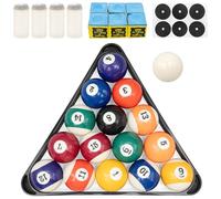 MSYU Palline da biliardo con gessetti per stecca da biliardo, supporto per palline triangolari, ricambi per punte e adesivi per punti da tavolo, accessori per biliardo
