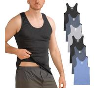 MT Confezione da 6 canottiere da uomo in cotone, colore nero e bianco, Classic Mix - a costine sottili o doppie, XL