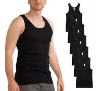 MT Confezione da 6 canottiere da uomo in cotone, colore nero e bianco, Classic Mix - a costine sottili o doppie, 5XL