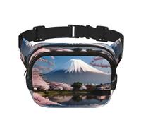 Mt. Fuji in primavera Pattern trendy trendy marsupio unisex viaggio sport messenger bag, nero, taglia unica