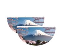 Mt. Fuji in primavera semicerchio bandierine da appendere all'aperto | 2 striscioni impermeabili a 3 occhielli per portico, recinzione e balcone. Eventi patriottici della Giornata