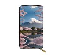 Mt. Fuji - Portafoglio lungo in pelle con motivo all'inizio della primavera (19,1 x 10,4 cm), scomparto multifunzione extra large, ottimo regalo