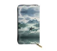 Mt Guilin in Guangxi Pochette lunga in pelle con portamonete con cerniera e 12 scomparti per carte di credito, portafoglio per contanti da viaggio leggero