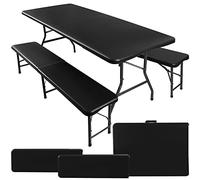 MT MALATEC Tavolo da giardino pieghevole, 3 pezzi, 180 x 74 cm, con 2 panche - Set tavolo pieghevole resistente alle intemperie fino a 230 kg, tavolo da giardino catering per esterni, tavolo da picnic