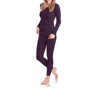MT Set da sci e biancheria termica da donna, biancheria intima calda a maniche lunghe, con interno morbido, Lilla, XL