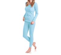 MT - Set di biancheria da sci e termica da donna - intimo termico a maniche lunghe con interno morbido, blu ghiaccio, M