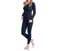 MT - Set di biancheria da sci e termica da donna - intimo termico a maniche lunghe con interno morbido, blu navy, XL