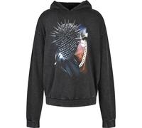 MT Upscale Felpa Thorned Mask Oversize Hoody Black Acid Washed XXL Nero