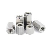 MTADSBKFP Dadi per Barre Lunghe, Dado Esagonale di accoppiamento in Acciaio Inossidabile 304 Argento M6-M16(M10 x 17 x 30 (1pcs))