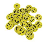 MTADSBKFP Etichette numerate incise, Confezione da 100 Etichette in Plastica con Numeri, Multicolore, 3,5 cm, 1-100, for Portachiavi, Armadietti, Cassette Postali, Palestra(Yellow)