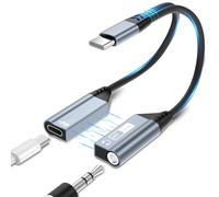 MTAKYI Adattatore e caricatore magnetico 2 in 1 da USB C a jack per cuffie da 3,5 mm, da USB C a jack audio Aux Hi-Res 32 bit/384 kHz con cavo dongle di ricarica rapida PD 60 W per iPad iPhone 17/16