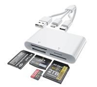 MTAKYI Adattatore Memory Stick Pro Duo per Sony Cybershot, Lettore Schede 4 in 1 per SD/TF/MS/xD con USB-C/Lightning/USB-A per iPhone, iPad, Android e PC Plug & Play