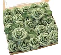 MtalNumbeor Rose di simulazione, fiori artificiali, 25 pezzi in una scatola, per matrimoni fai-da-te, composizioni di bouquet per le vacanze e decorazioni per la casa. (20)