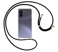 mtb more energy® Catena per cellulare compatibile con Realme 10 4G - nero/oro - Custodia per smartphone da appendere - Anti Shock Strong TPU Case