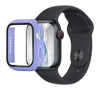 mtb more energy Custodia compatibile con Apple Watch 9, 8, 7 (45 mm) - Lilla - Pellicola protettiva integrata in vetro temperato - Protezione completa Bumper Caso Custodia protettiva in vetro