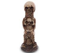 mtb more energy Figura del Cranio ''Non Sento, Non Vedo, Non Parlo'' - Totem di Teschi - Altezza 19 cm - Teschio Cranio Decorazione