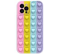 mtb more energy® Pop It Fidget Toy Case compatibile con iPhone 12 Pro (6.1'') - Design cuore 3 (rosa, giallo, blu, viola)