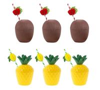 Mtbricey Hawaiian Luau - Tazze in cocco e ananas, in plastica, riutilizzabili, a forma di cocco e ananas, per spiaggia, estate, tropicale, Hawaii, cocktail party