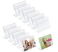 Mtbricey Set di 12 espositori da tavolo, 7,5 x 5,5 cm, a forma di L, in plastica trasparente, per prezzi, foto, biglietti da visita, menù, ristoranti, caffetterie, ufficio