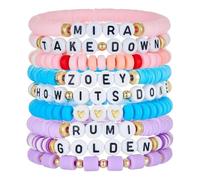 Mtbricey Set di 9 braccialetti dell'amicizia impilabili elasticizzati per ragazze K Pops con lettere per fan regali di compleanno cosplay merce concerto accessori