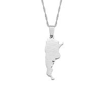MTCDBD Collana Mappa Argentina per Gioielli Unisex, Ciondolo Mappa Argentina con Nome Città Accessori Abito da Festa Stile Etnico, Ciondolo Simbolo Patriottico Collana Regalo, Argento, Catena 45 Cm