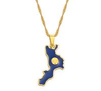 MTCDBD Collana Mappa Calabria Italia per Uomini E Donne, Collana Mappa Italiana Gioielli Moda Catena Clavicola Cravatte, Cravatte Ciondolo Simbolo Etnico, Oro, Catena 45 Cm
