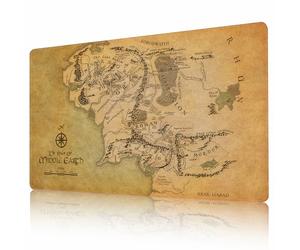 MTG Playmat - Tappetino da gioco con bordi cuciti, mappa della Terra di Mezzo disegnata a mano, compatibile con Magic The Gathering Playmat - Play MTG, YuGiOh, TCG