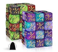 MTG - Set di 48 pezzi per contatori dadi, Magic The Gathering Glitter Sparkle Dadi, dadi di fedeltà Starry Marble D6, compatibile con CCG, MTG, Card Gaming Accessory
