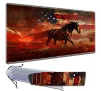 MTG - Tappetino da gioco con superficie liscia, 61 x 35,6 cm, con borsa portaoggetti, tappetino per mouse antiscivolo, gioco di combattimento con carte, cavallo con bandiera americana