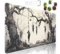 MTG - Tappetino da gioco + custodia da viaggio con coulisse + 6 contatori di dadi, per giochi di carte collezionabili da tavolo o tappetino per mouse grande, gomma antiscivolo, 61 x 35,6 cm, albero