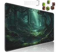 MTG - Tappetino da gioco + custodia da viaggio con coulisse + 6 contatori di dadi, per giochi di carte da gioco da tavolo o tappetino per mouse grande, in gomma antiscivolo, 61 x 35,6 cm, verde Forest
