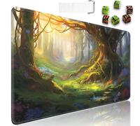 MTG - Tappetino da gioco + custodia da viaggio con coulisse + 6 contatori di dadi, per giochi di carte da gioco da tavolo o tappetino per mouse grande, in gomma antiscivolo, 61 x 35,6 cm, foresta