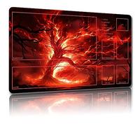 MTG - Tappetino da gioco MTG con borse per riporre oggetti, 61 x 35,6 cm, TCG e tappetino da gioco da tavolo per carte, tappetino per mouse da scrivania (albero di fuoco, combattimento ausiliario)