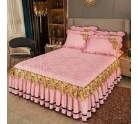 MTHGH Borsa da Letto, Copriletto in Velluto Lenzuolo con Angoli Elasticizzati con Balza,Coprimaterasso, Antiscivolo Stile Gonna da Letto(*8,180 * 220cm)