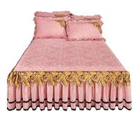 MTHGH Borsa da Letto, Copriletto in Velluto Lenzuolo con Angoli Elasticizzati con Balza,Coprimaterasso, Antiscivolo Stile Gonna da Letto(*4,150 * 200cm)