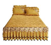 MTHGH Borsa da Letto, Copriletto in Velluto Lenzuolo con Angoli Elasticizzati con Balza,Coprimaterasso, Antiscivolo Stile Gonna da Letto(*2,180 * 220cm)