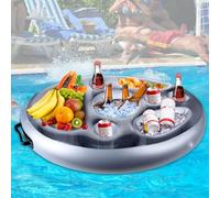 MTINRNI Portabibite Gonfiabile Portabevande 2-in-1 e Porta Snack Bar Piscina Portabottiglie Galleggiante PVC Portabottiglie Gonfiabile Galleggiante Festa in Piscina Estiva