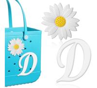 Mtiy Rain - 2 ciondoli per borsa Bogg, compatibili con ciondoli a forma di lettera e fiore, accessori per borsa da spiaggia semplice e moderna (D+margherita)