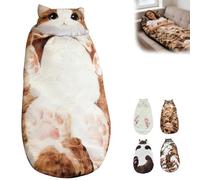 Mtjbfv Cat Sleeping Bag for Adults,Cats Shaped Plush Floor Lounger for Adults,Plush Cat Envelope Sleeping Bag,175x80cm Washable Funny Soft Cat Shaped Sleeping Bags for Indoor Bedroom Living Room(C)