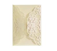 MTKSFDC Biglietto Auguri Matrimonio 25/50 pezzi Laser Cut Inviti for matrimonio Carta pizzo Fiore Business Biglietti di auguri Compleanno Bridal Shower Festa di nozze Decorazione(Beige,50pcs)