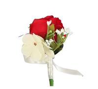 MTKSFDC Boutonniere Rosa Boutonniere da Sposa for Il testimone e Lo Sposo, Bouquet Polso con Rose Artificiali for la Damigella d'Onore(Red)
