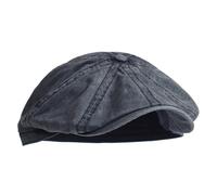 MTKSFDC Cappello Piatto da Uomo Berretto da Strillone in Cotone Lavato Cappello Ottagonale con Punta Berretto Casual Vintage Berretti Solidi Visiera Gatsby Cappello Piatto edera(Black)