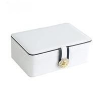 MTKSFDC Porta Gioielli Scatola portagioie a Doppio Strato, Grande capacità, in Pelle PU, con Anello, Orecchini, espositore for Gioielli, imballaggio for Gioielli Portagioielli da Comodino(White)