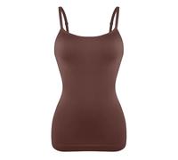 MTKSFDC Sottoveste Donna Canotta a Compressione con Scollo a Giro, Controllo Pancia e Vita, Body Shaper, Canotta Estiva, Canotta Snellente Liscia, Nera e Color Carne(Brown,L)