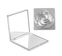 MTKSFDC Specchietto Da Borsetta 2pcs Foldable Makeup Mirror Vintage Rose Double-sided Vanity Mirror High Clarity Handheld Square Cosmetic Mirror(Silver)