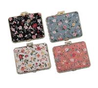 MTKSFDC Specchietto Da Borsetta 4pc Mini Makeup Compact Pocket Floral Mirror Portable Two-side Folding Make Up Women Vintage Cosmetic Mirrors(Square)