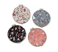 MTKSFDC Specchietto Da Borsetta 4pc Mini Makeup Compact Pocket Floral Mirror Portable Two-side Folding Make Up Women Vintage Cosmetic Mirrors(Round)